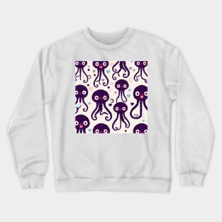 Purple Octopuses Forever and Hearts - Super Cute Colorful Cephalopod Pattern Crewneck Sweatshirt